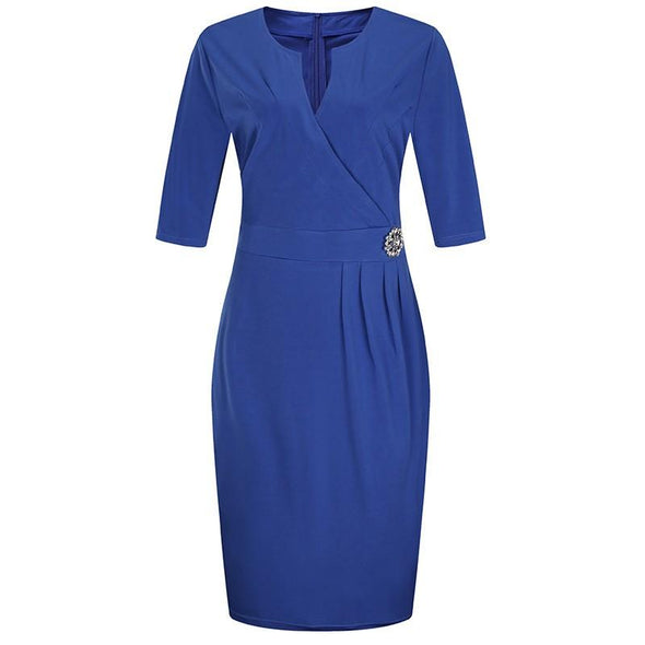 3/4 sleeve V neck Elastic waist Plus size bodycon Dresses