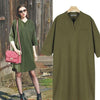 Cozy 3/4 Sleeve Mini V Neck Plus Size Casual Dresses