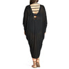 Chiffon Dolman sleeve Round neck Openwork Plus size maxi Dresses