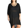 Chiffon Dolman sleeve Round neck Openwork Plus size maxi Dresses