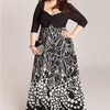 Chiffon Print Square collar Patchwork Plus size maxi Dresses