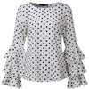 Chiffon Long Pagoda Sleeve Dots Round neck Blouses