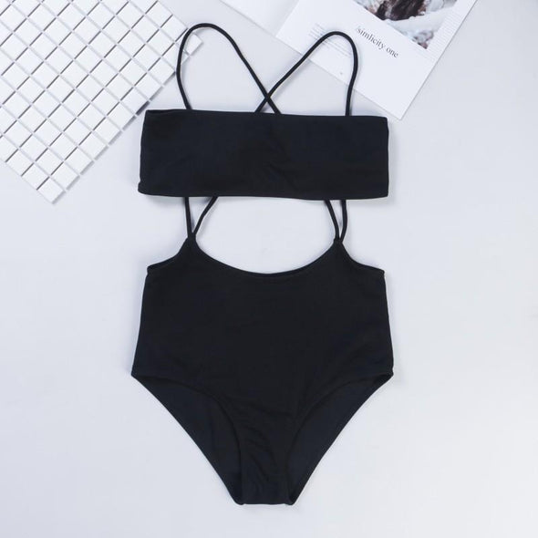 Character Bandage Solid Color Fashion Bikinis