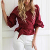 Women Cold Shoulder Bandage V neck Blouses