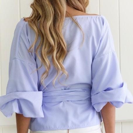 Women Cold Shoulder Bandage V neck Blouses