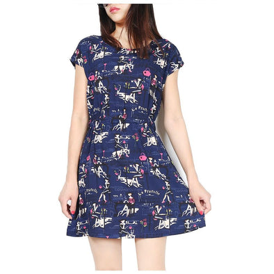 Chiffon Sleeveless Print Mini Round Neck Floral Dresses