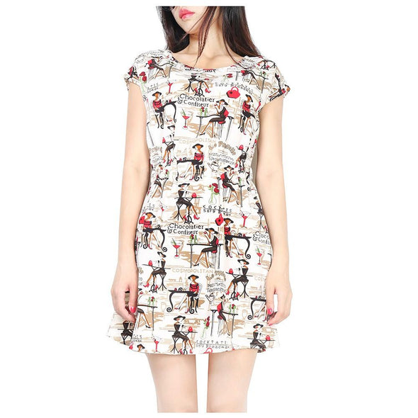 Chiffon Sleeveless Print Mini Round Neck Floral Dresses