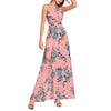 Chiffon Cold Shoulder Print High Neck Collar Split Floral Dresses