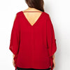 Chiffon Short Dolman Sleeve V Neck Openwork Plus Size Tops