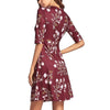 3/4 Sleeve Print Applique Vacation Dresses