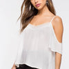 Chiffon Short Sleeve Off Shoulder Round Neck Openwork Blouses