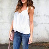 Chiffon Sleeveless Solid Color V neck Tops