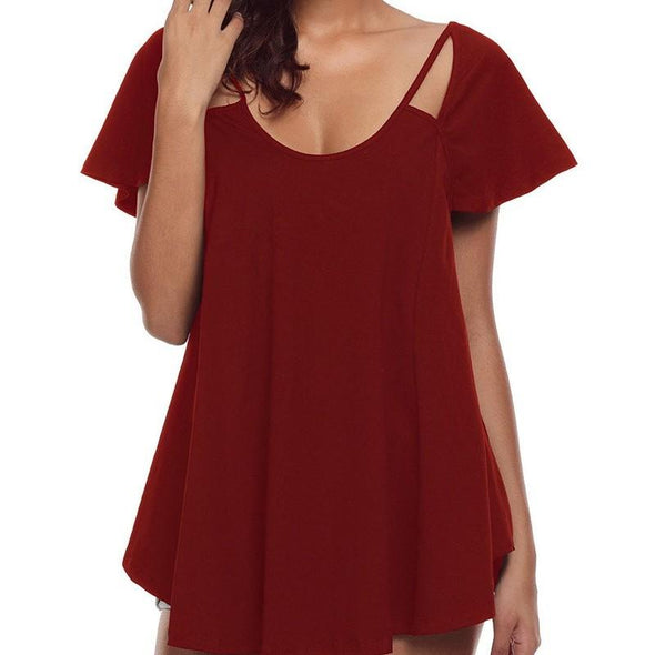 Angle sleeve Round neck Cross Back Cami Top