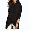 Cotton Long sleeve Dolman sleeve Split V neck T-shirt