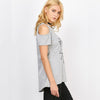 Cold Shoulder Geometry Print Round neck T-shirt