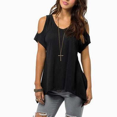 Cotton Short sleeve Round neck Openwork T-shirt