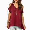 Cotton Short sleeve Round neck Openwork T-shirt