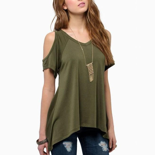 Cotton Short sleeve Round neck Openwork T-shirt