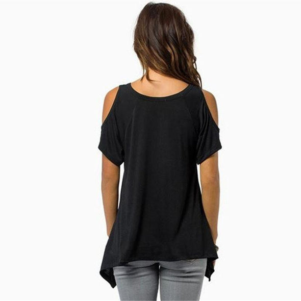 Cotton Short sleeve Round neck Openwork T-shirt