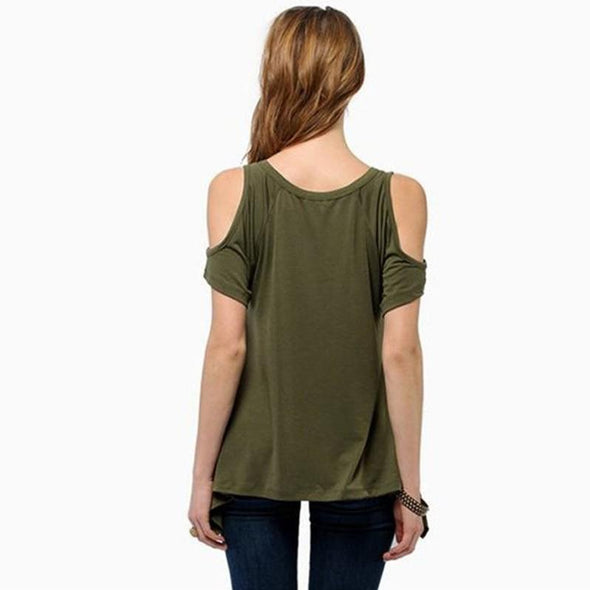 Cotton Short sleeve Round neck Openwork T-shirt