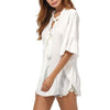 Chiffon Short Sleeve Bell Sleeve Bandage V-Neck Blouses