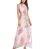 Chiffon Sleeveless Print Bandage Maxi Dresses