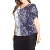 Cotton Short Sleeve Flora V neck Plus Size Tops