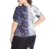 Cotton Short Sleeve Flora V neck Plus Size Tops