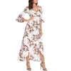 Bell sleeve Print Maxi V neck Split Bandage High waist Maxi Dresses