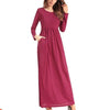 Cotton Long sleeve Round neck Elastic waist Maxi Dresses