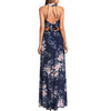 Chiffon Sleeveless Print Round neck Split High waist Maxi Dresses