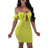 Bell Sleeve Mini Off Shoulder Openwork High Waist Bodycon Dresses