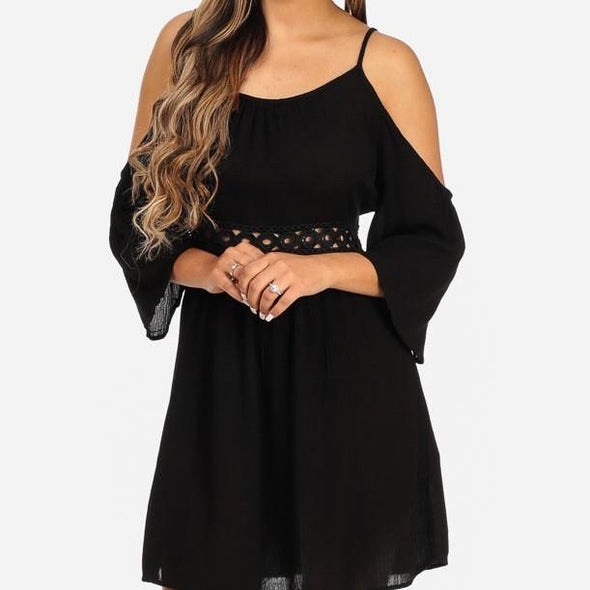 Chiffon 3/4 Sleeve Mini Round Neck Vacation Dresses