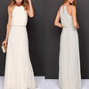 Chiffon Sleeveless Maxi Round Neck Middle Waist Evening Dresses