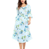 Bell Sleeve Print Midi Round Neck High Waist Summer Floral Dresses