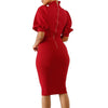 3/4 Sleeve Frill Sleeve Knee Length Bodycon Dresses