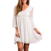 3/4 Sleeve Print Knee Length V Neck Vacation Dresses