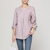 3/4 sleeve Stripe V neck Bowknot Plus size Tops