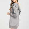 Cotton Long Sleeve Cold Shoulder Mini Round Neck Vacation Dresses