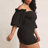 Bell sleeve Off Shoulder Plus size casual Dresses