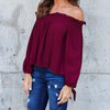 Chiffon Long Sleeve Off Shoulder Blouses