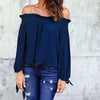 Chiffon Long Sleeve Off Shoulder Blouses