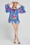 Chiffon Long Sleeve Print Square Collar Blouses