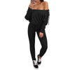 Cotton Dolman Sleeve Off Shoulder Bandage Elastic Waist Jumpsuits