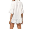 3/4 sleeve Solid Color V neck Bandage Blouses