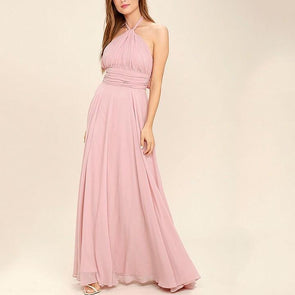 Chiffon Sleeveless Halterneck Round neck Maxi Dresses