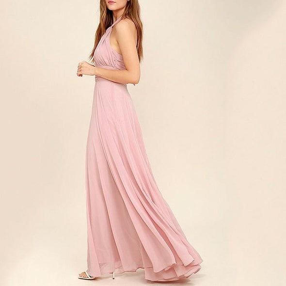 Chiffon Sleeveless Halterneck Round neck Maxi Dresses