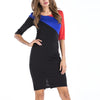 3/4 Sleeve Hit Color Bodycon Dresses