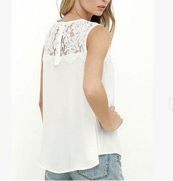 Chiffon Sleeveless Openwork Lace Tops