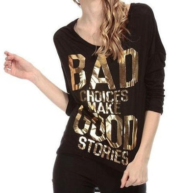 3/4 Sleeve Letter Print Round Neck T-shirt